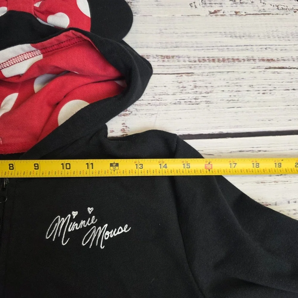 Minnie Mouse Zip Up Ears & Bow‎ Hoodie Official Disney Polka Dots Kids Large